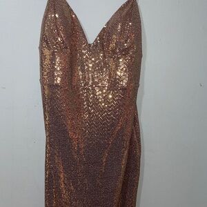 Lulus Sequin Pink Mini Above the Knee Strap Dress